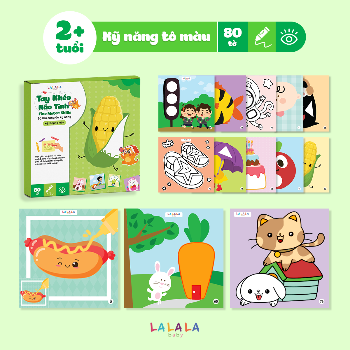 Bộ Đồ Chơi Lalala Baby, Giấy Thủ Công Đa Kỹ Năng Cắt Dán, Tô Màu, Gấp Giấy Tay Khéo Não Tinh (Không bao gồm kéo + bút màu)