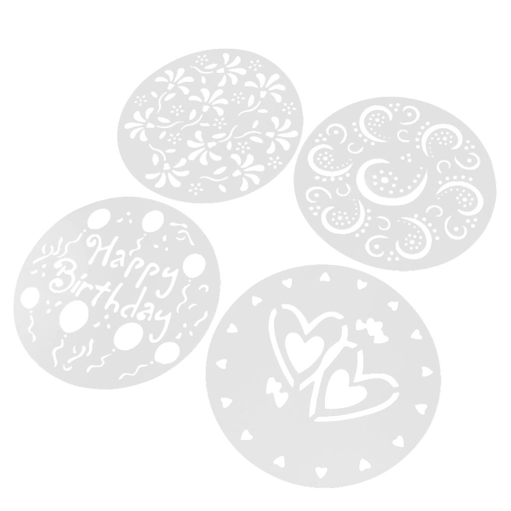 4 Pieces Cake Spray Mold, Craft Cake Decorating Coffee Bakery Stencils