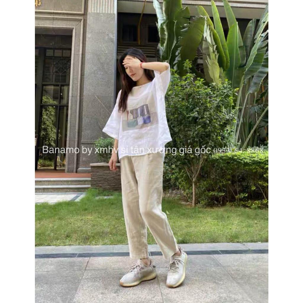 Quần baggy nữ Banamo Fashion chất đũi nhật nhiều màu, quần becgi khóa trước chun sau thoải mái 821