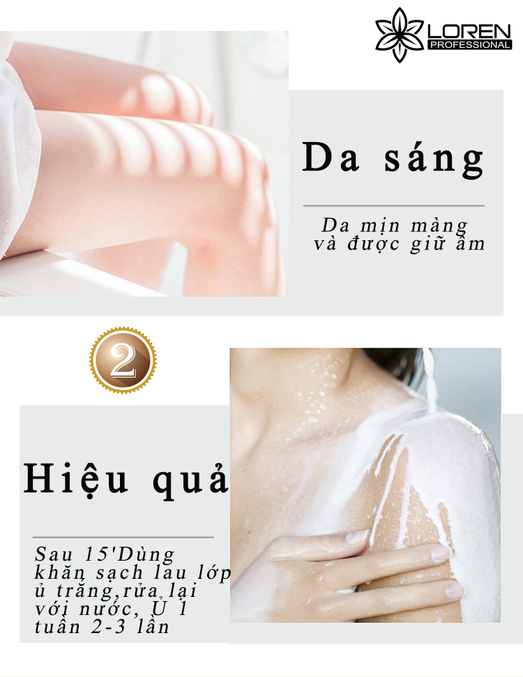 Bộ đôi kem ủ trắng Whitening Body Mask và kem dưỡng da Lavita Whitening Body toàn thân thương hiệu Loren Professional 200ml