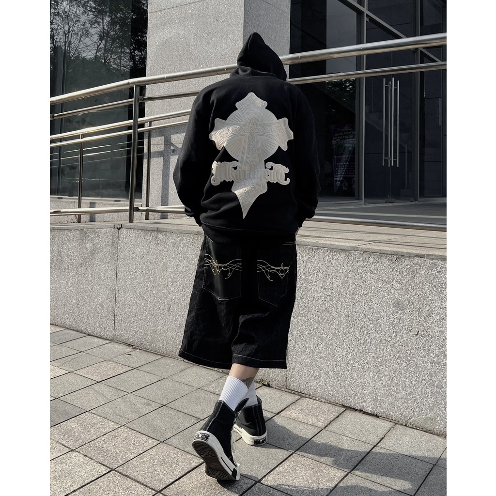 Áo hoodie local brand nam nữ Persent 629 hình in gân nổi , khoác nỉ chân cua unisex , form rộng chữ thập - Gin store