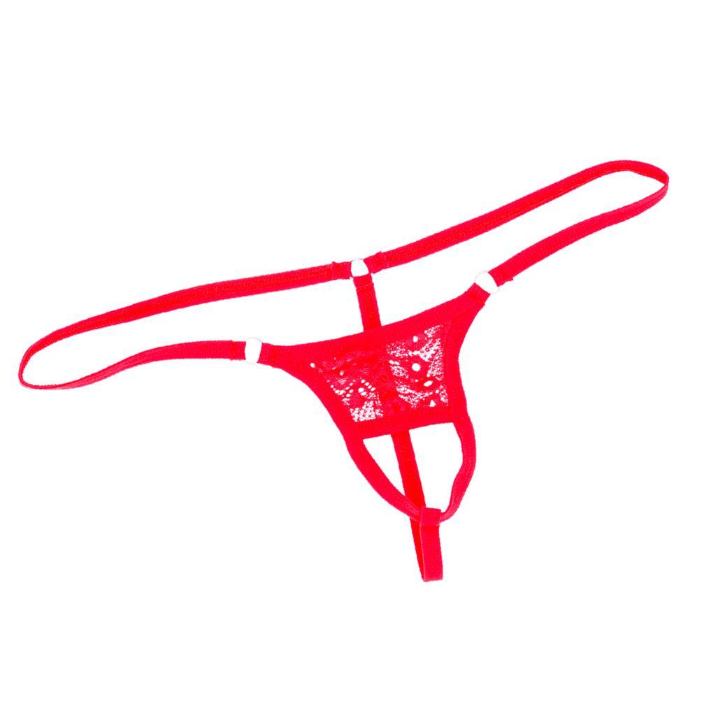 2-7pack Men's Open Front Breathable G-String Underwear Pouch Brief Thong Red