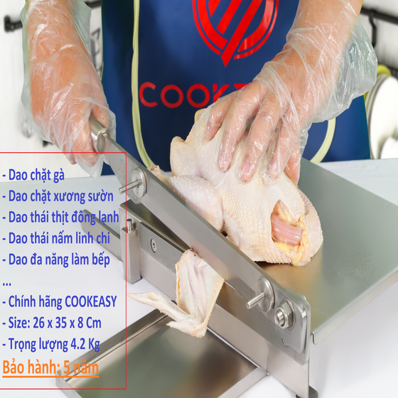 Máy thái thịt đông lạnh,  Dao chặt gà vịt, chặt xương xương đa năng hàng chính hãng Cookeasy. Bản đặc biệt cao cấp CE900, trọng lượng 4.2 Kg, Size 26x35x8 Cm