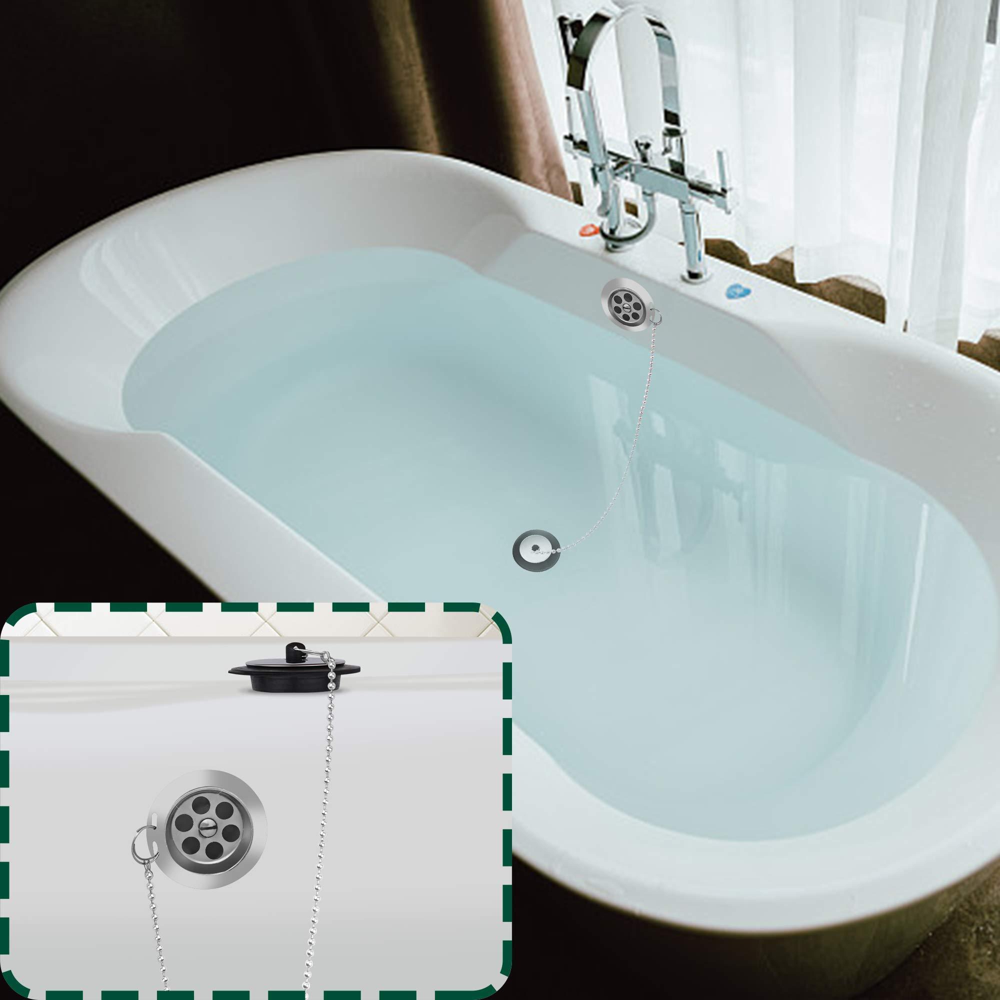 Phích cắm của Universal Wash Basin - Công cụ thoát nước cao su / phích cắm thoát nước với chuỗi bóng bằng thép không gỉ cho hệ thống thoát nước 40 mm / 43 mm / 50 mm
