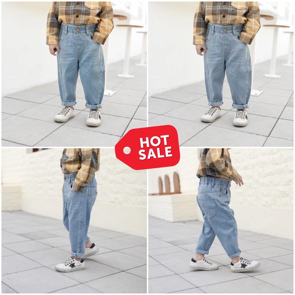 QUẦN JEAN NHẠT TRƠN- CPKID - FORM BAGGY LƯNG THUN CO GIÃN THOẢI MÁI CHO BÉ