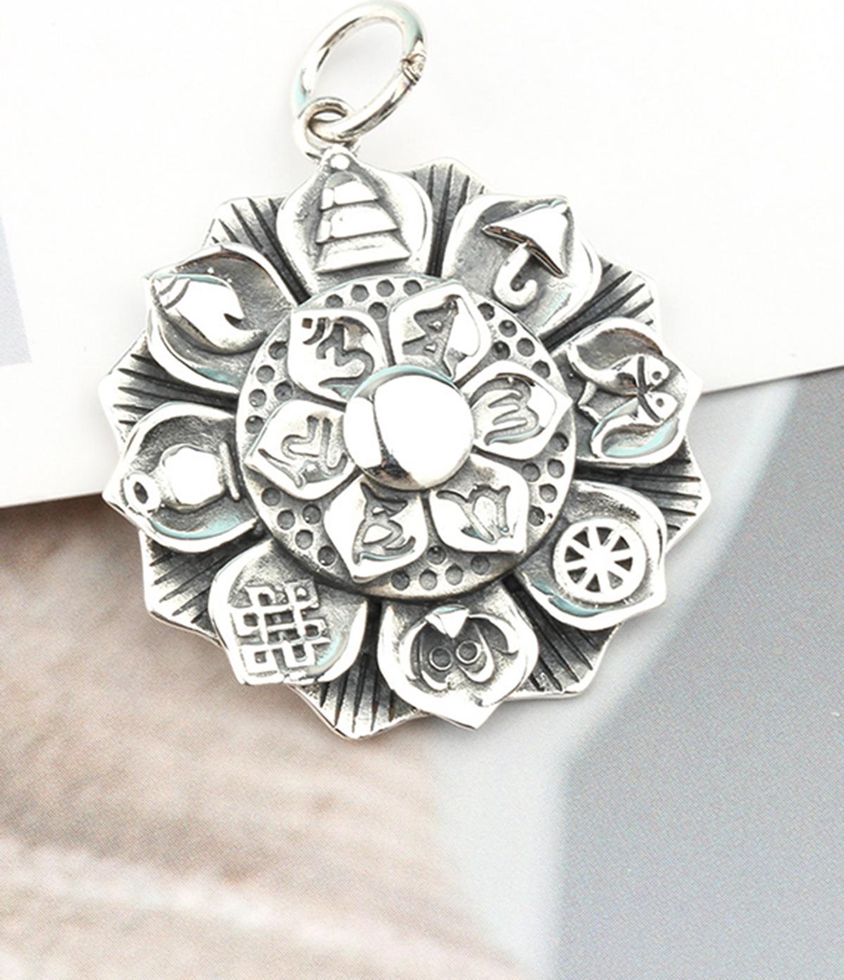 Charm bạc hoa sen có họa tiết treo - Ngọc Quý Gemstones