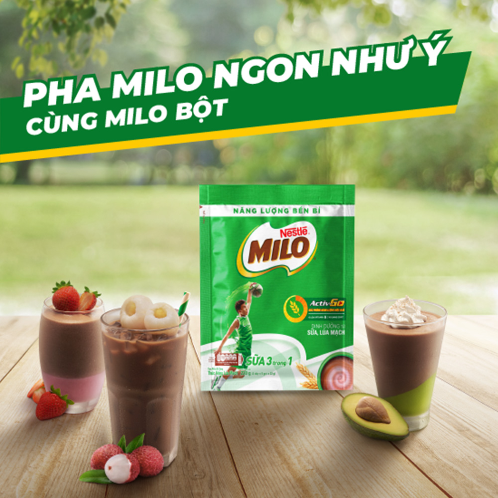 Bịch 15 gói Thức Uống Lúa Mạch Nestlé MILO Sữa 3 Trong 1 (22g/Gói)