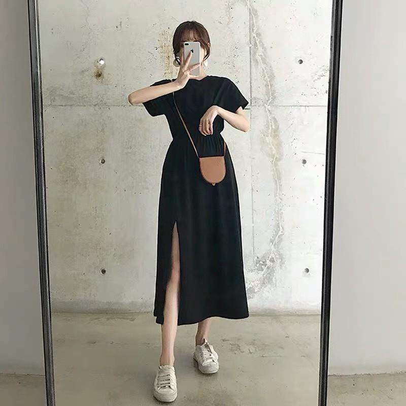 VÁY COTTON DÚM BỤNG 3 MÀU XẺ TÀ