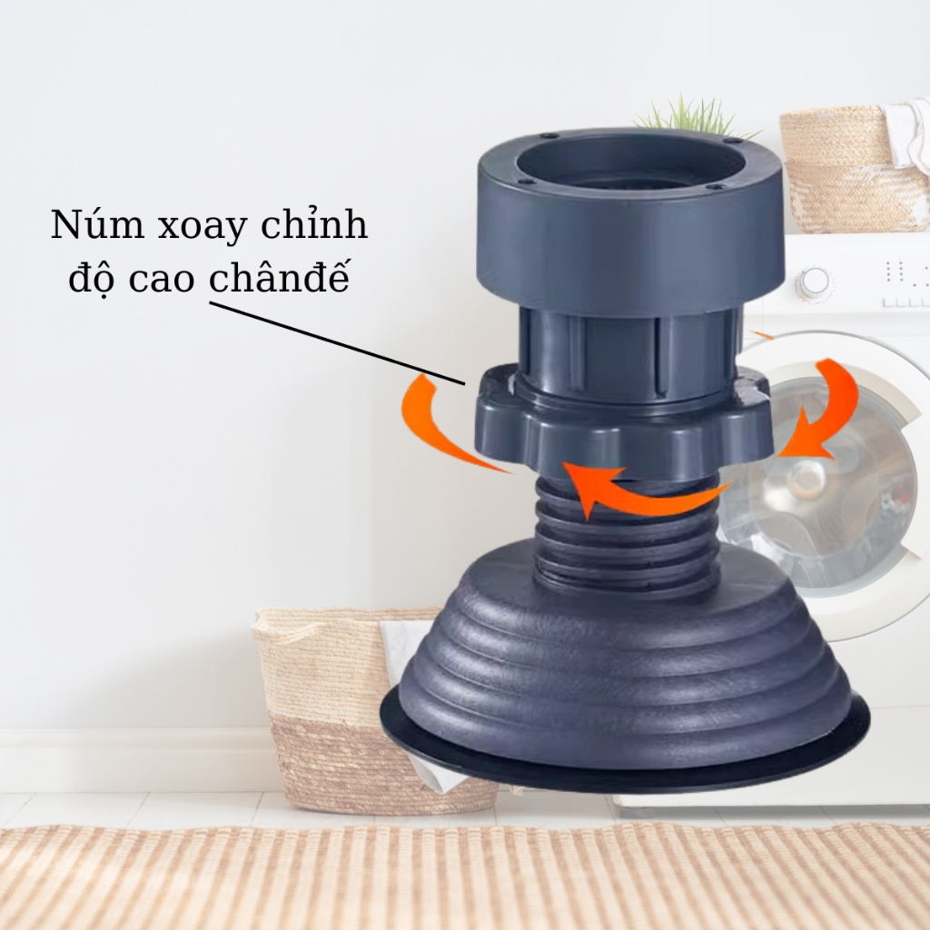 Bộ 4 Chân Chống Rung Máy Giặt Thiết Kế Tăng Giảm Chiều Cao Đế Cao Su Chống Rung Chống Trượt