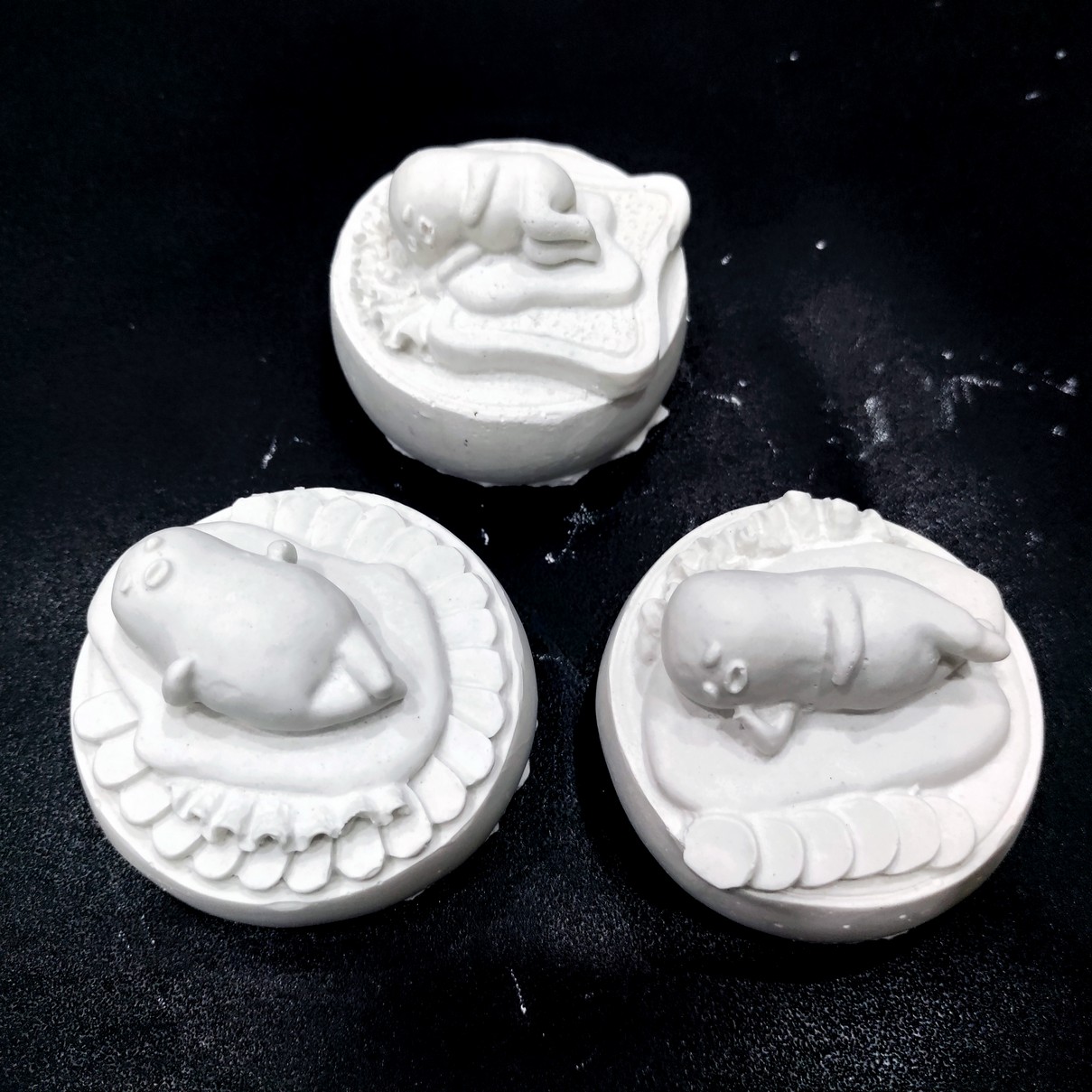 Tượng tô màu, SET 3 CHÁN PHỞ THÈM CƠM, size S , tượng thạch cao Trắng Đẹp Mịn