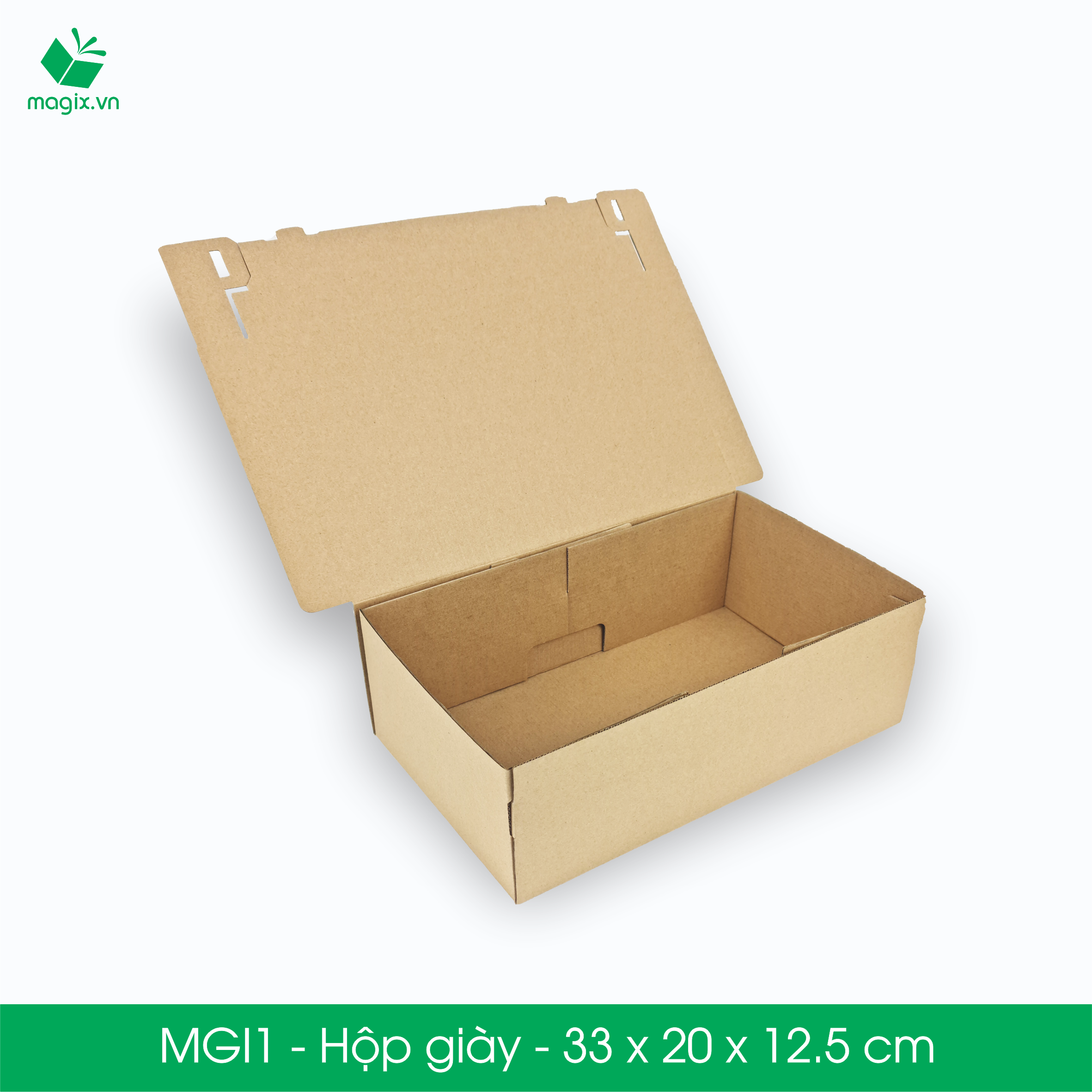 MGI1 - 33x20x12.5cm - 100  Hộp giày - Thùng hộp carton trơn đóng hàng