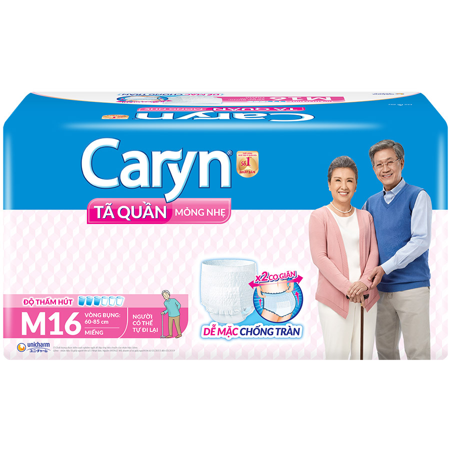 Tã Quần Mỏng Nhẹ Caryn Gói Siêu Lớn M16