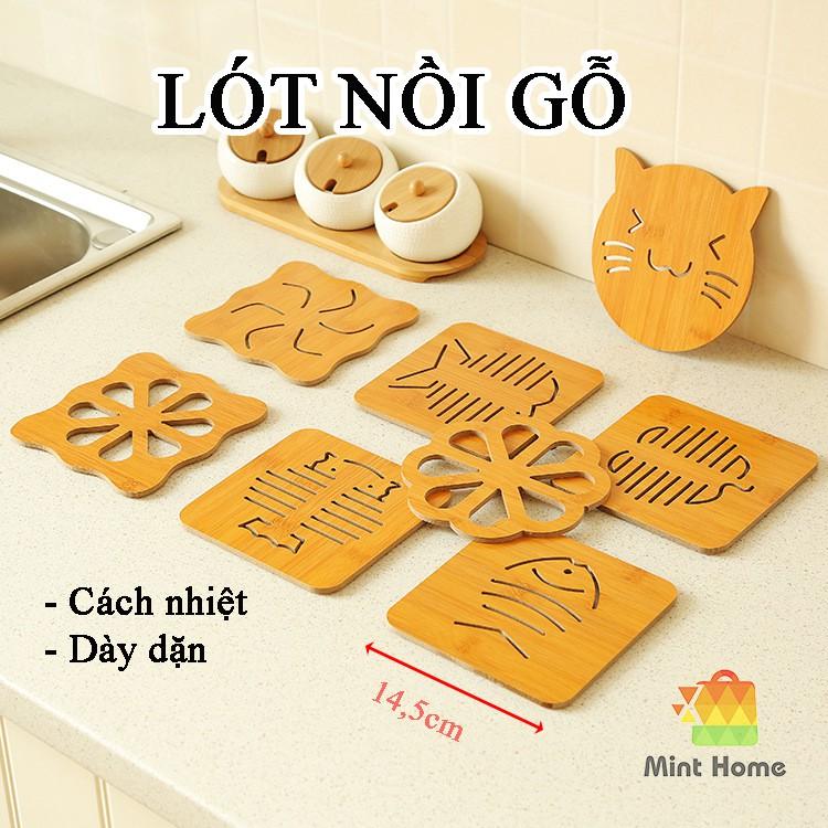 Rế lót nồi, miếng lót nồi đất kho cá, đế lót nồi inox, nồi cơm điện, nồi lẩu, nồi nấu bột mì, chén bát bằng gỗ dễ thương