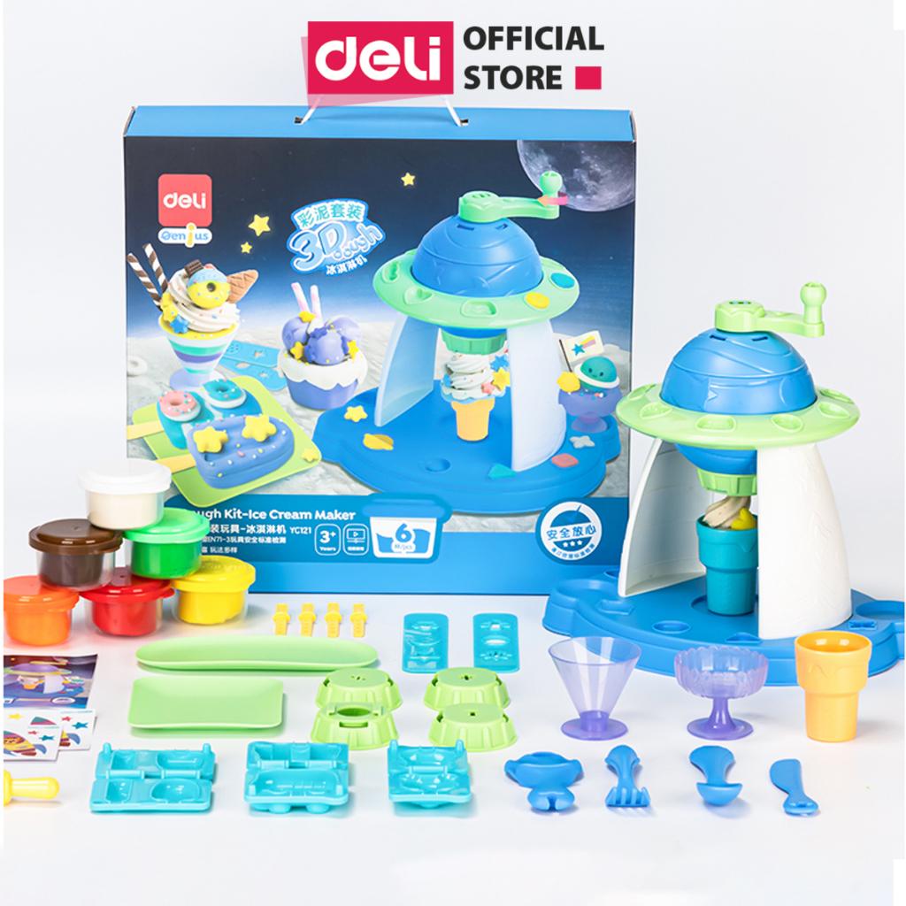 Set Đất Nặn Bột Mỳ Khuôn Và Máy Thủ Công Deli Cho Bé - Máy Làm Kem, Máy Làm Mỳ Mô Hình Tàu Không Gian - Màu Tự Nhiên An Toàn - Đồ Chơi Giáo Dục Nhập Vai Thông Minh Cho Bé - YC118- 122