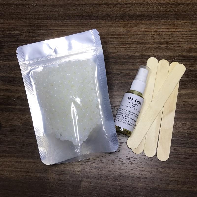 Nồi nấu sáp wax lông chống dính + 100g Sáp wax cao cấp siêu bám lông + Mỡ trăn nguyên chất