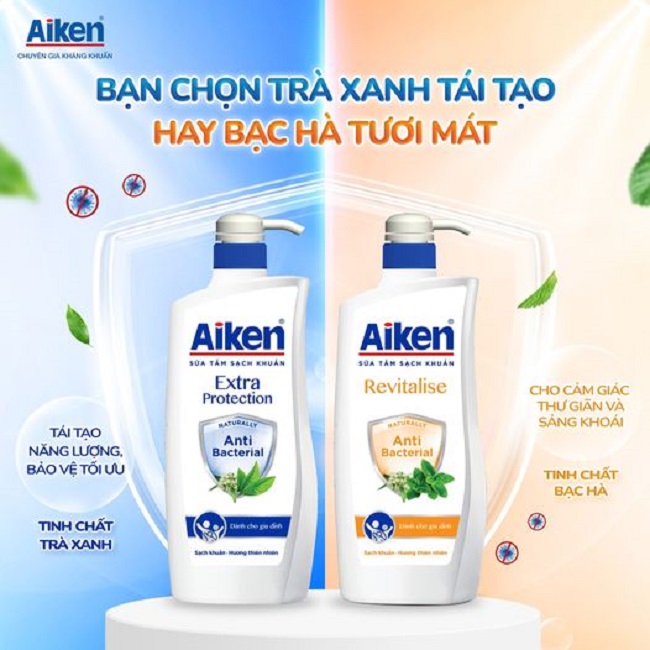 Aiken Sữa Tắm Sạch Khuẩn Chiết Xuất Bạc Hà 850g