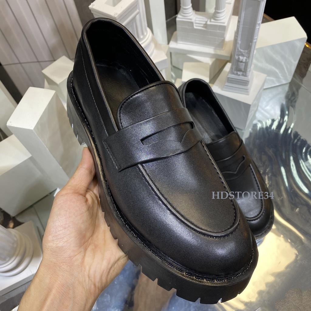 Giày Penny Loafer Đế Khủng 5cm Siêu Chất Full Black