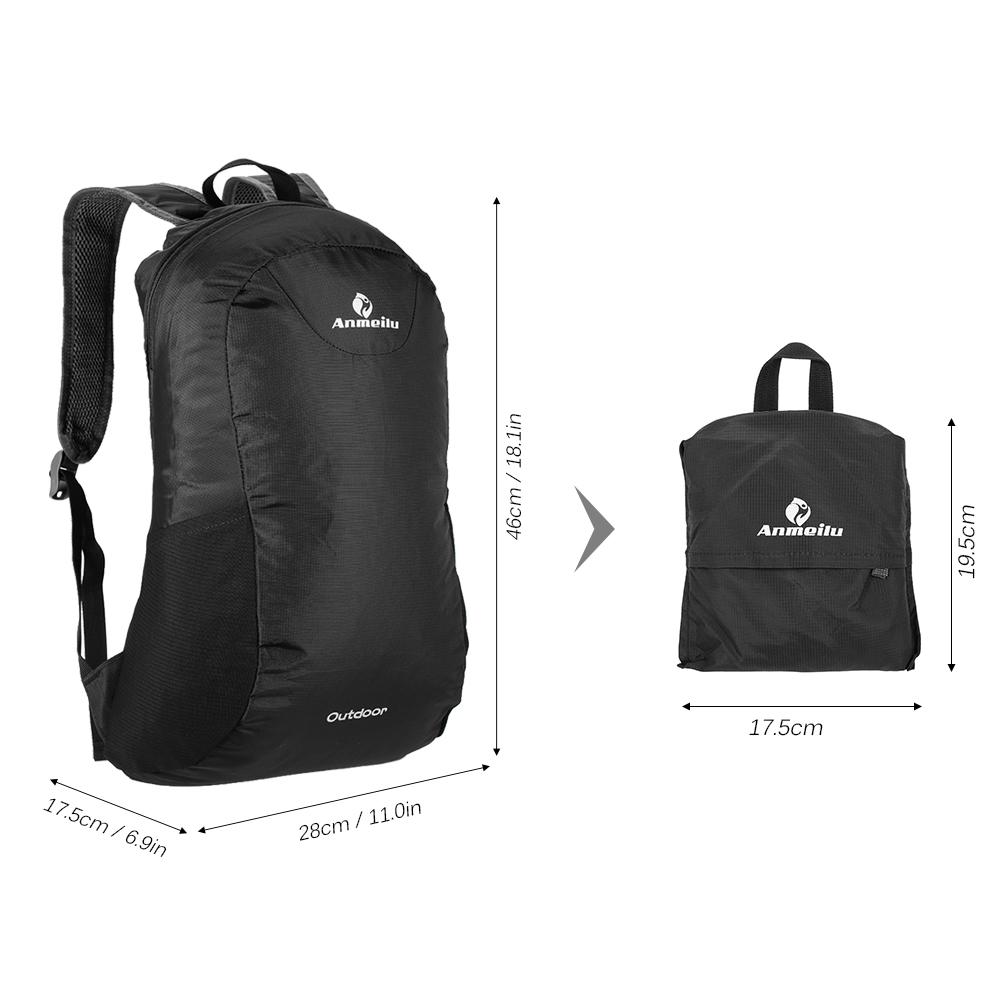Ba lô thể thao 15L ANMEILU được thiết kế đặc biệt để gấp lại thành một gói nhỏ dễ dàng mang theo, bằng vải nylon chắc chắn và vải polyester chống rách