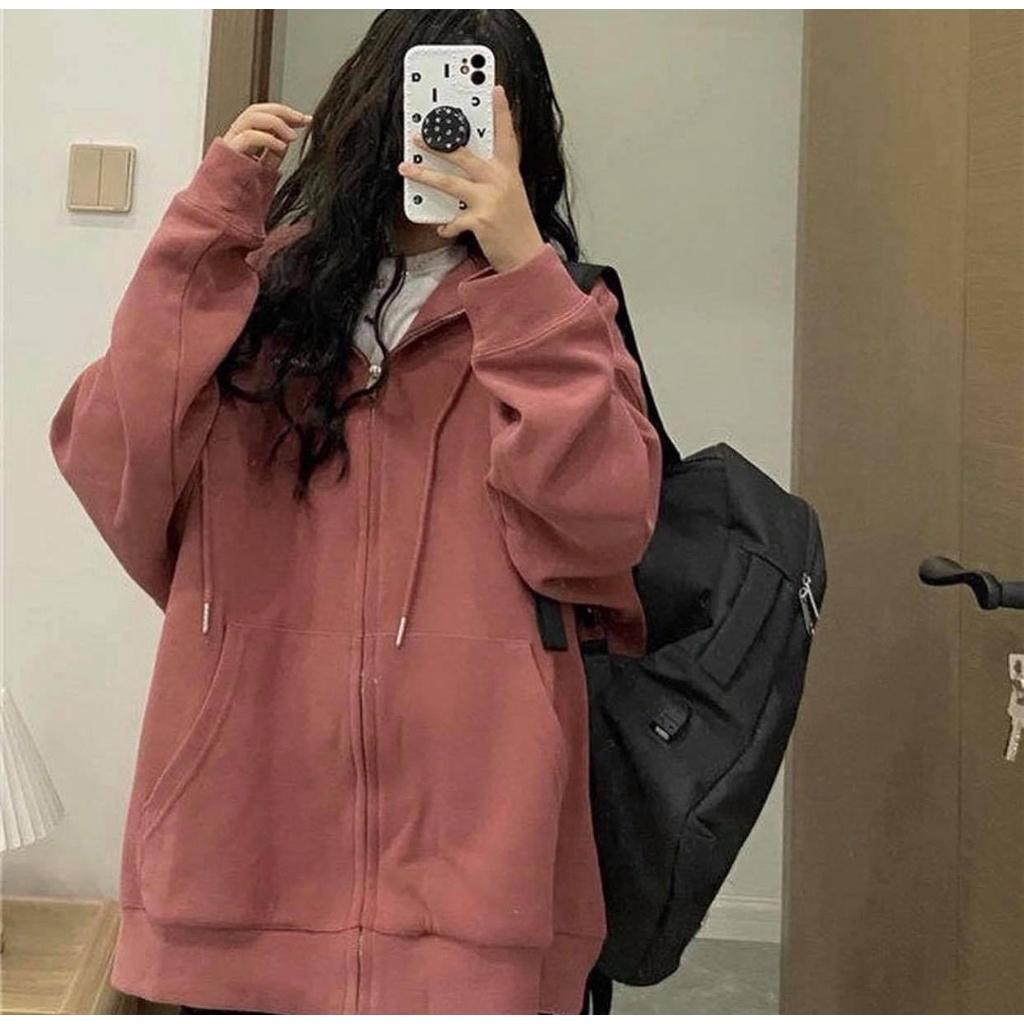 Hoodie Dáng Rộng Zip Áo khoác nỉ cánh dơi thụng chất bông dày mịn cực ấm