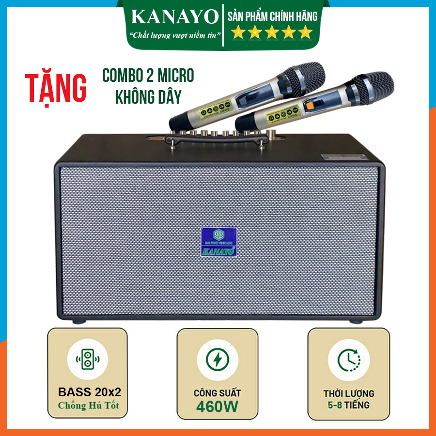 Loa Xách Tay Karaoke Kanayo K-10 2 Bass 20x2 Công Suất Lớn 460W | Hàng Chính Hãng | Hàng Việt Nam Chất Lượng Cao