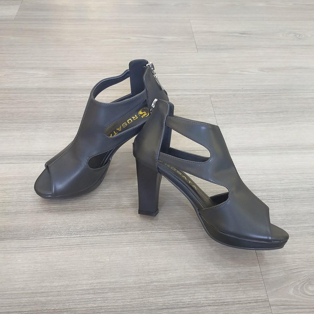 Sandal cao gót nữ khóa kéo, da lì cao cấp ROSATA RO322 8p gót trụ - BKSTORE