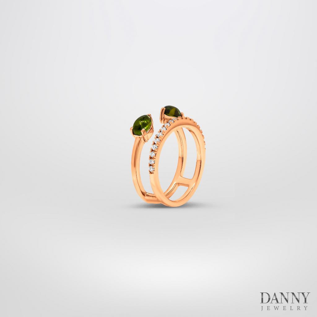 Nhẫn Nữ Danny Jewelry Bạc 925 Xi Rhodium/Vàng hồng/Vàng 18k Đính Đá Tourmaline Hình Giọt Nước N0096