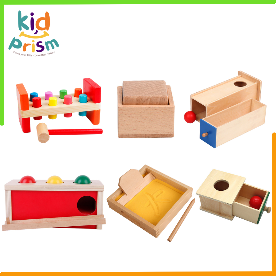 Đồ chơi Khối hộp, thả trụ Montessori bằng gỗ an toàn cho bé thỏa sức sáng tạo, phát triển vận động tinh, đồ chơi phát triển trí tuệ từ sớm (Đồ chơi Montessori)