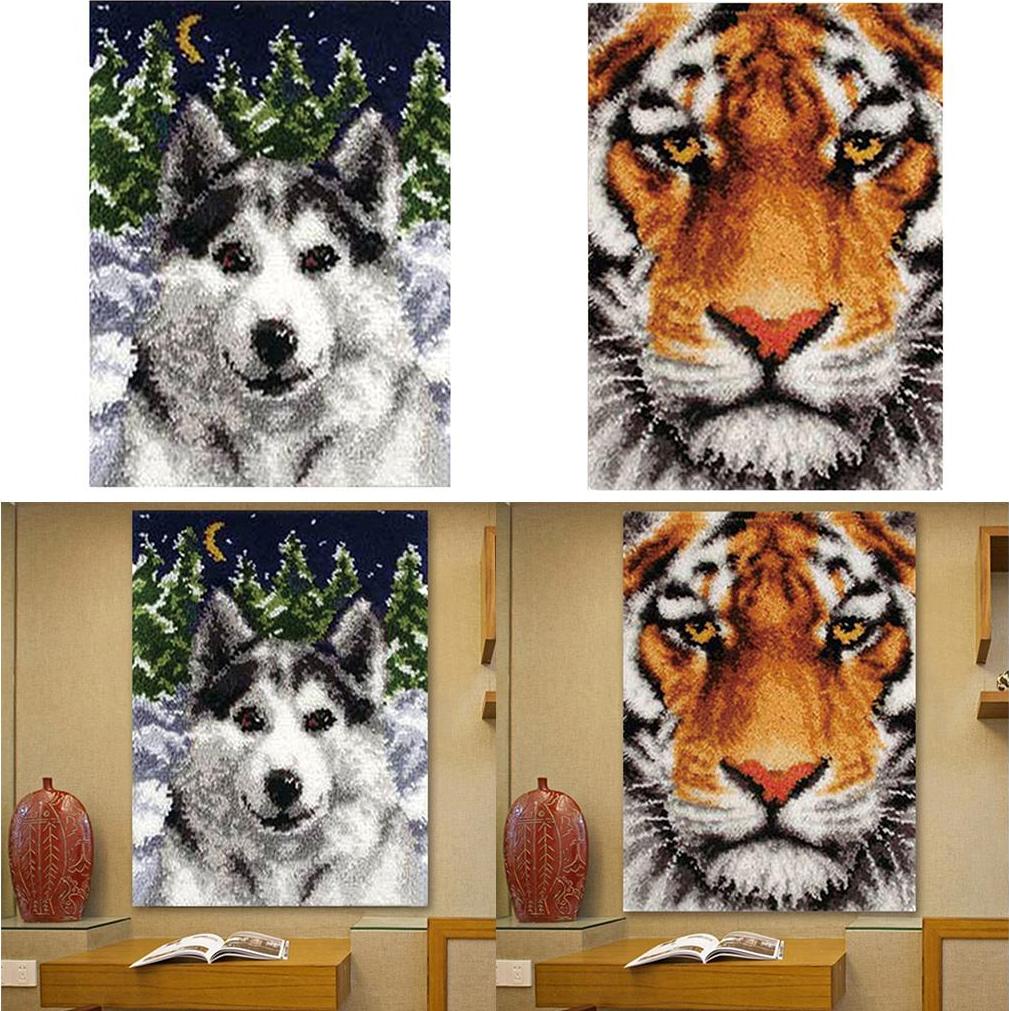 DIY Latch Hook Kit Embroidery Needlework Supplies for Tapestry Carpet Rug Pillow Mat Cushion 75x57cm