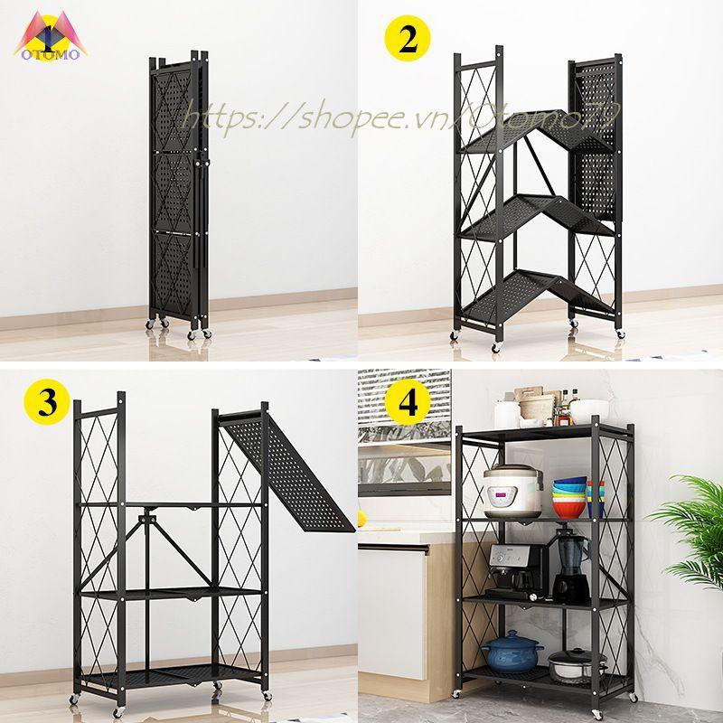 Kệ Đa Năng Nhà Bếp Gấp Gọn 3, 4 Tầng Thế Hệ Mới Chất Liệu Thép Sơn Tĩnh Điện Siêu Bền