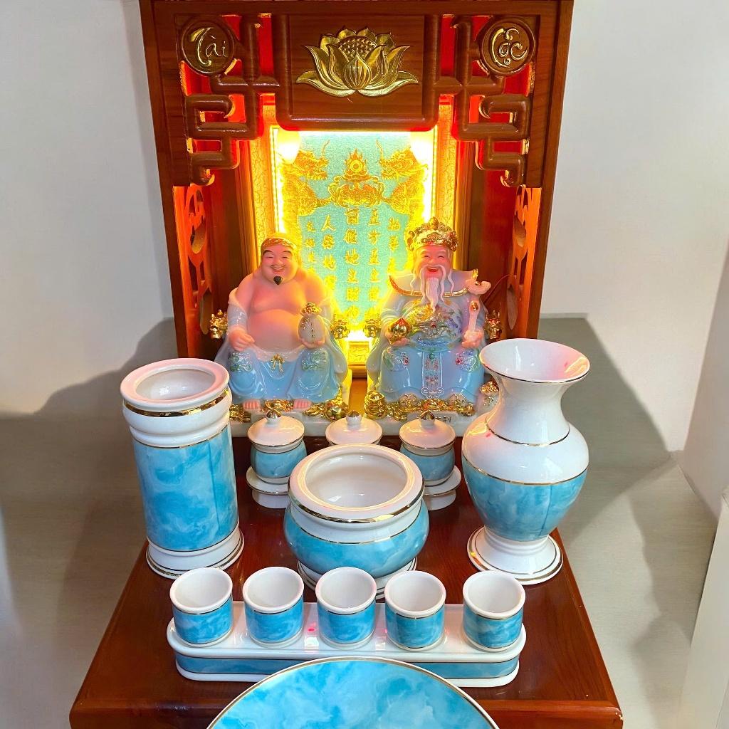 Set ban thờ thần tài tài lộc xanh ngọc RỒNG VIỆT, Bộ thần tài đầy đủ cho gia chủ mệnh mộc, thuỷ