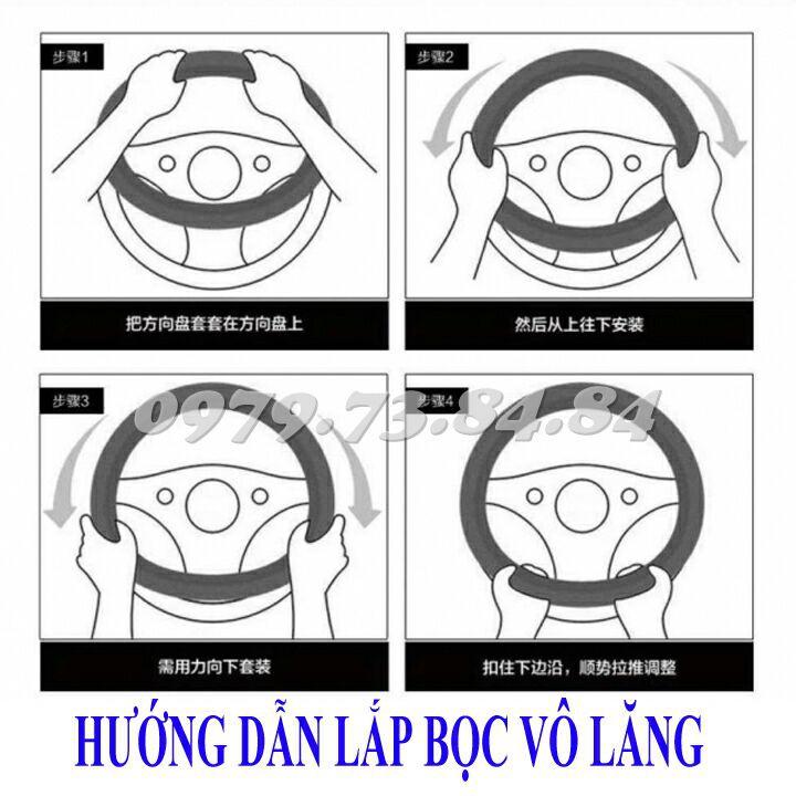 Bọc vô lăng vân Carbon cao cấp Logo theo hãng xe Mazda