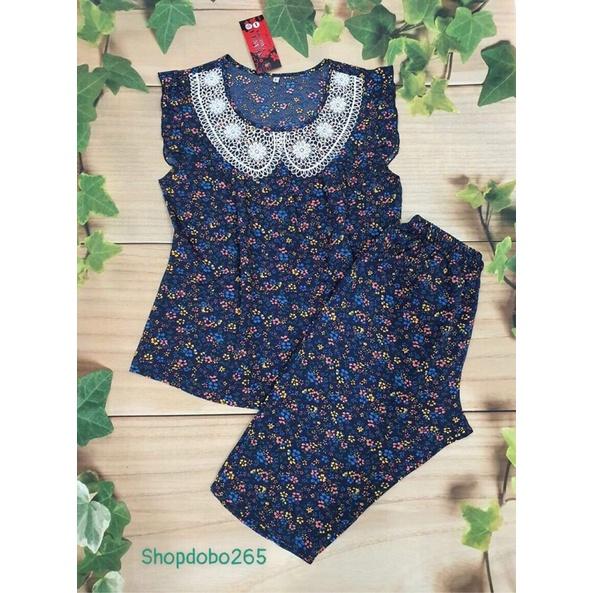 Đồ bộ nữ,đồ ngủ mặc nhà lửng vải lụa BL 62 hoạ tiết hoa nhí dễ thương size 45-65kg.