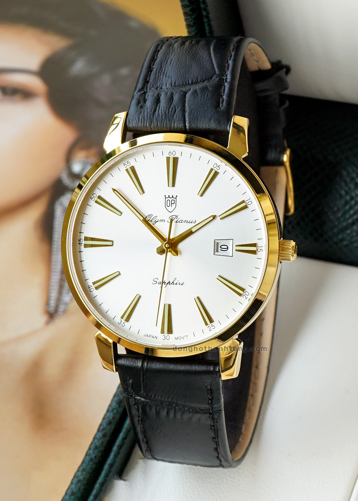 Đồng hồ nam dây da Olym Pianus OP130-03MK-GL trắng