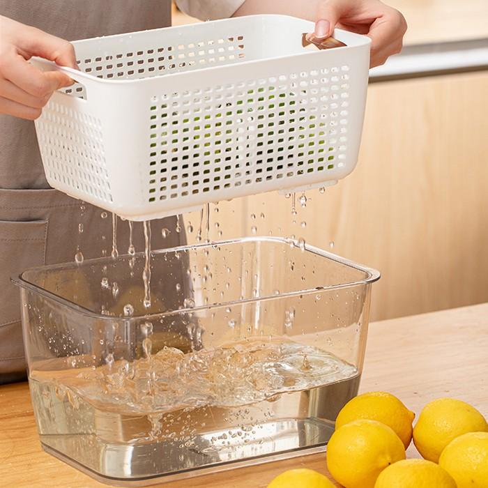 Hộp bảo quản tủ lạnh thực phẩm tủ lạnh Rổ thoát nước hai lớp