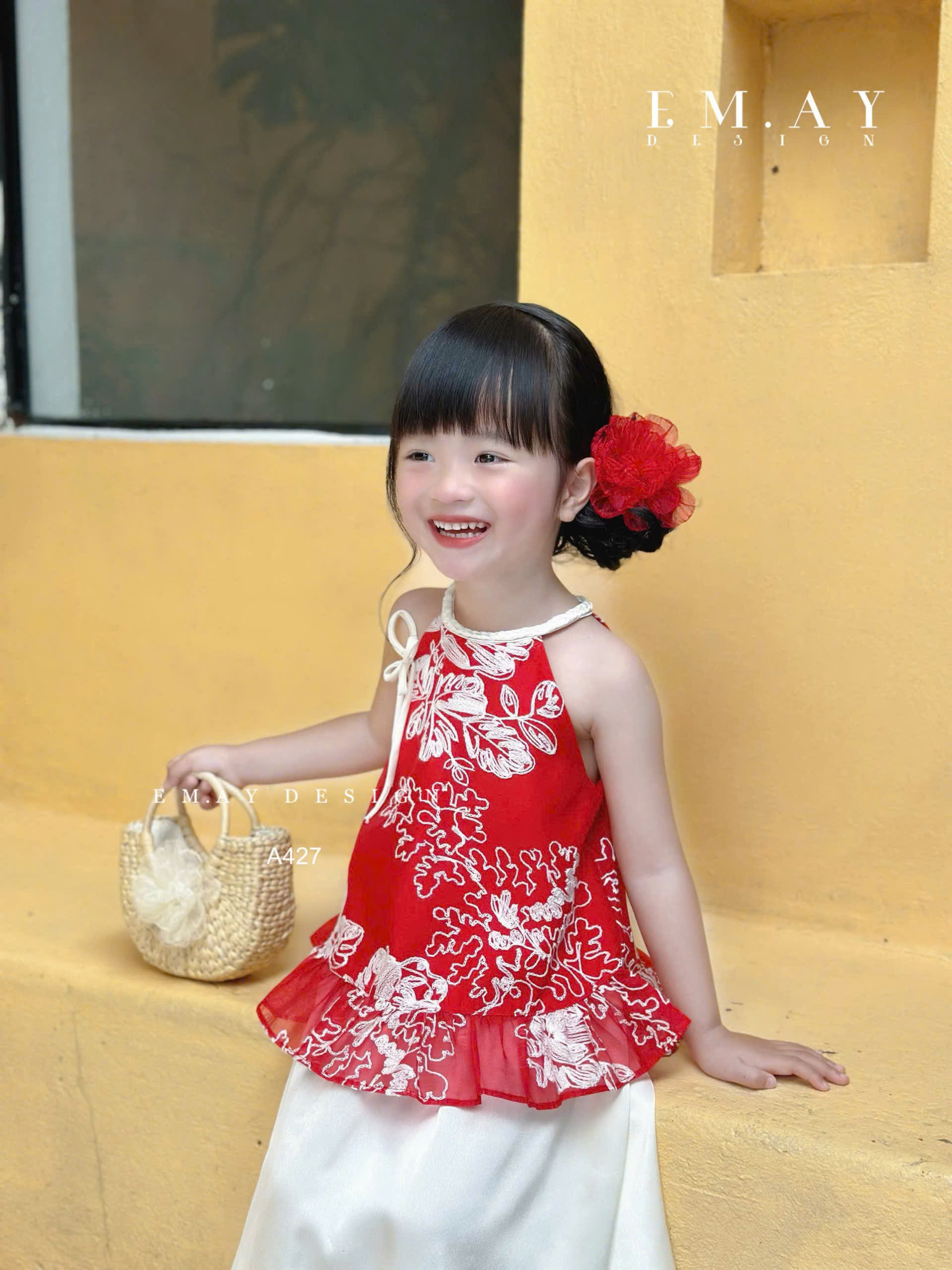Set áo yếm cô Tấm cho bé gái đi chơi lễ tết noel giáng sinh năm mới biểu diễn đẹp chất lụa mát