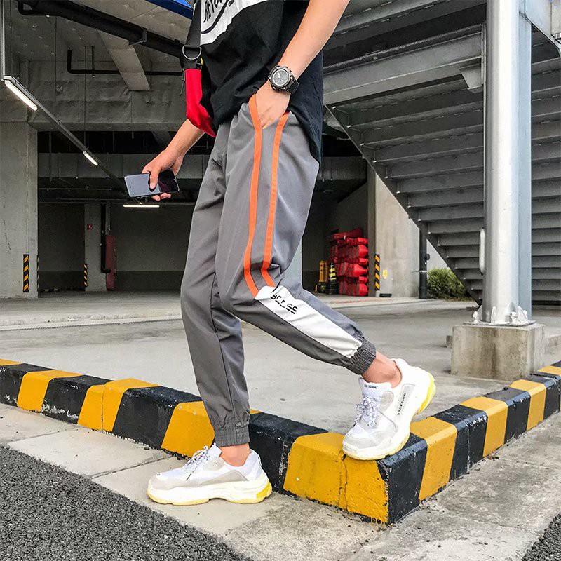 Quần dài ống rộng kẻ sọc hai bên thời trang dành cho nam