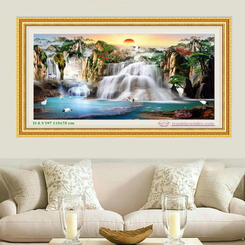 Tranh đính đá mẫu mới Lưu Thủy Sinh Tài-KT: 115X75