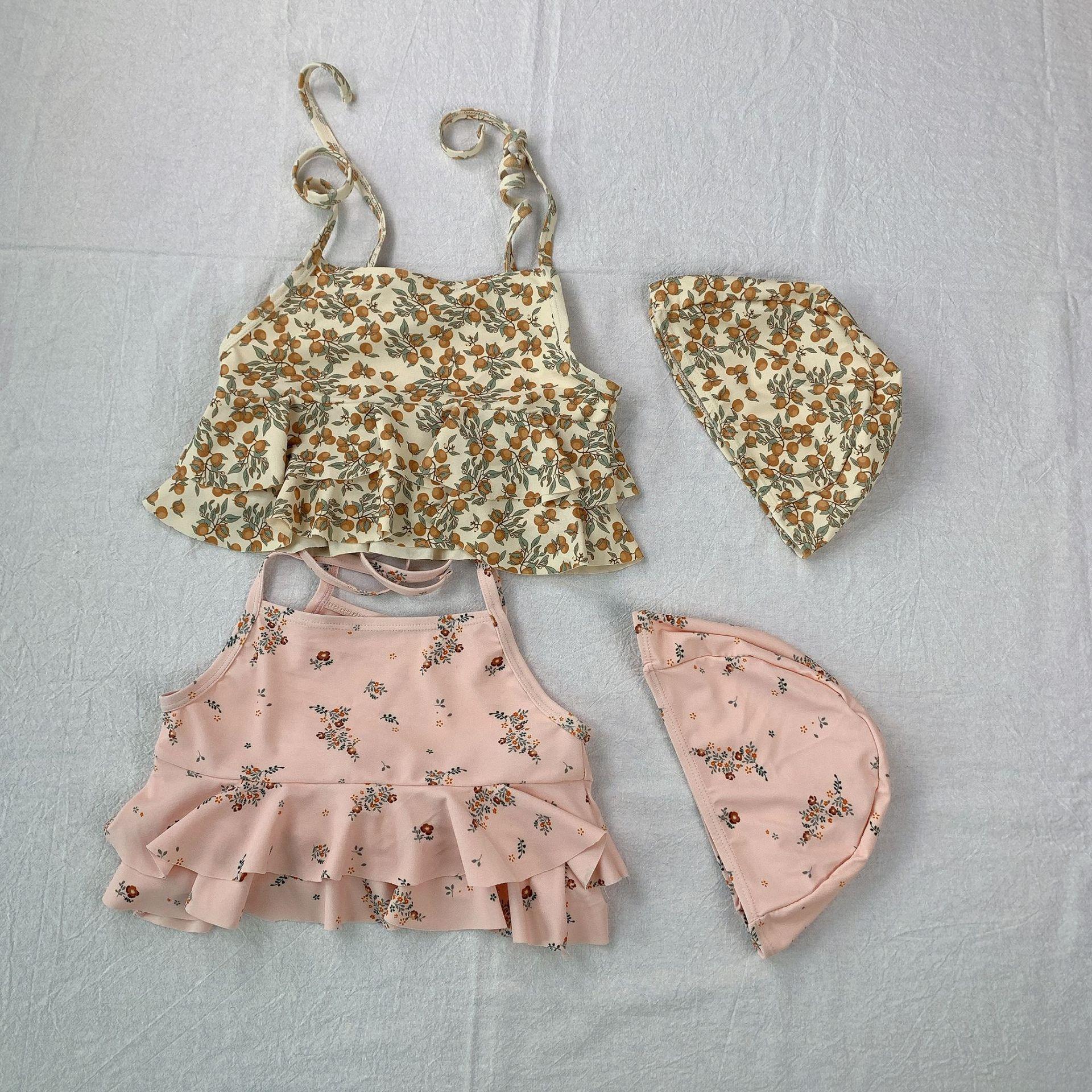 2021 Mới Mùa Hè Cho Bé Gái In Hoa Đồ Bơi Vai Tắt Trẻ Em Áo Liền Quần Kỳ Nghỉ Quần Áo Đi Biển Có Đồ Bơi