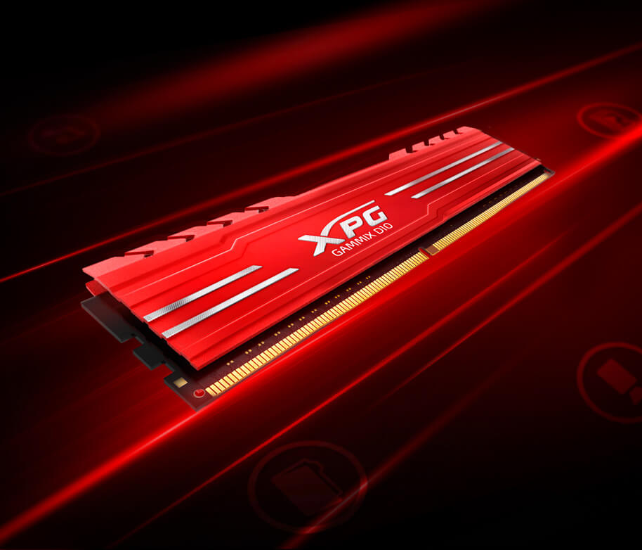 Ram máy tính Desktop ADATA DDR4 XPG GAMMIX D10 16GB 3200MHz RED - Hàng Chính Hãng