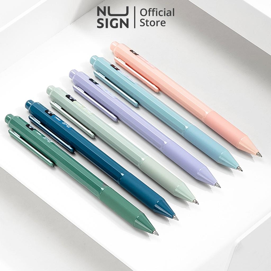 Bút bi dạng gel cao cấp Nusign - Mực đen - Ngòi 0.5mm đầu bấm - Ngòi bút trơn tru - 6 màu trơn nhã nhặn thời trang - NS559