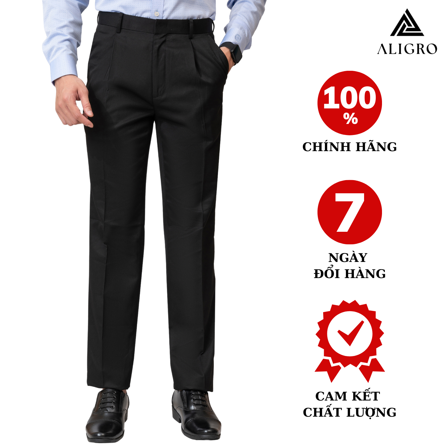 Quần Âu Nam ALIGRO 1 ly màu đen Chuẩn Form , Tôn Dáng, Chất Liệu Cotton Cao Cấp ALGL1008