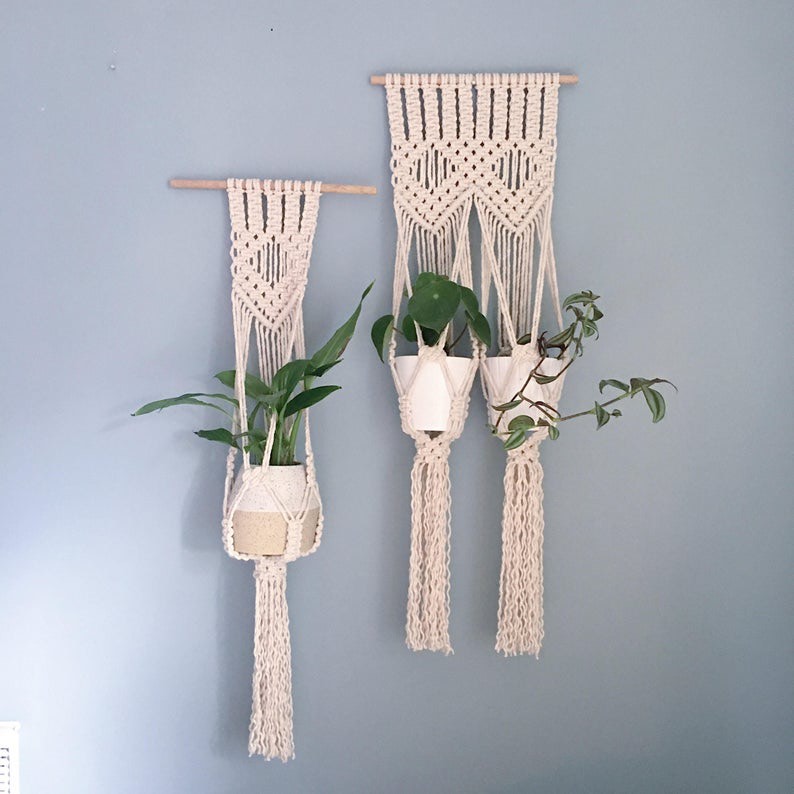 01 Dây Treo Hoa  Cây Cảnh Trang Trí Treo  Tường Macrame GH1D - Sản Phẩm Handmade Nghệ Thuật, Dùng Treo Tường Decor, Làm Quà Tặng, Trang Trí Phòng Khách, Phòng Ngủ (Trang Trí Nhà Cửa)