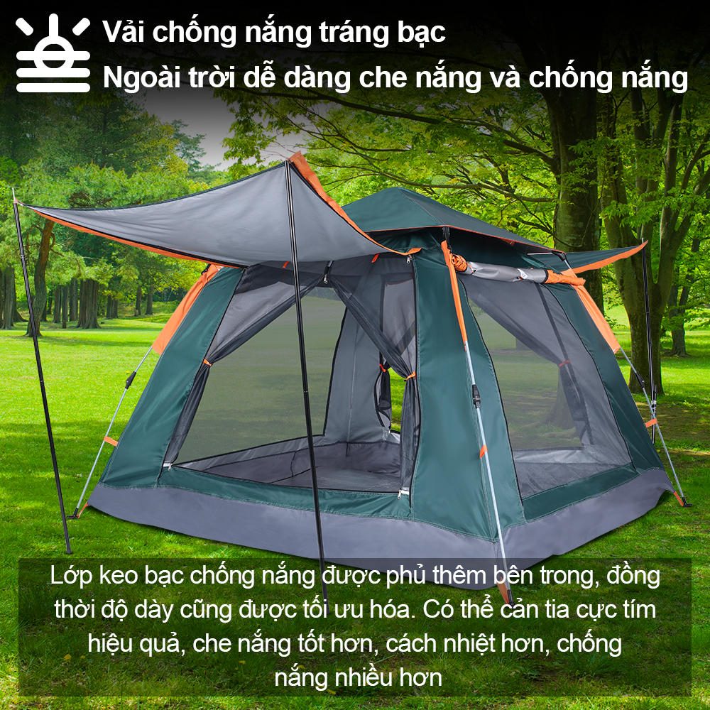 OneTwoFit Lều cắm trại tự bung , lều du lịch dã ngoại dành cho 4-6 người, chống thấm nước OT039801