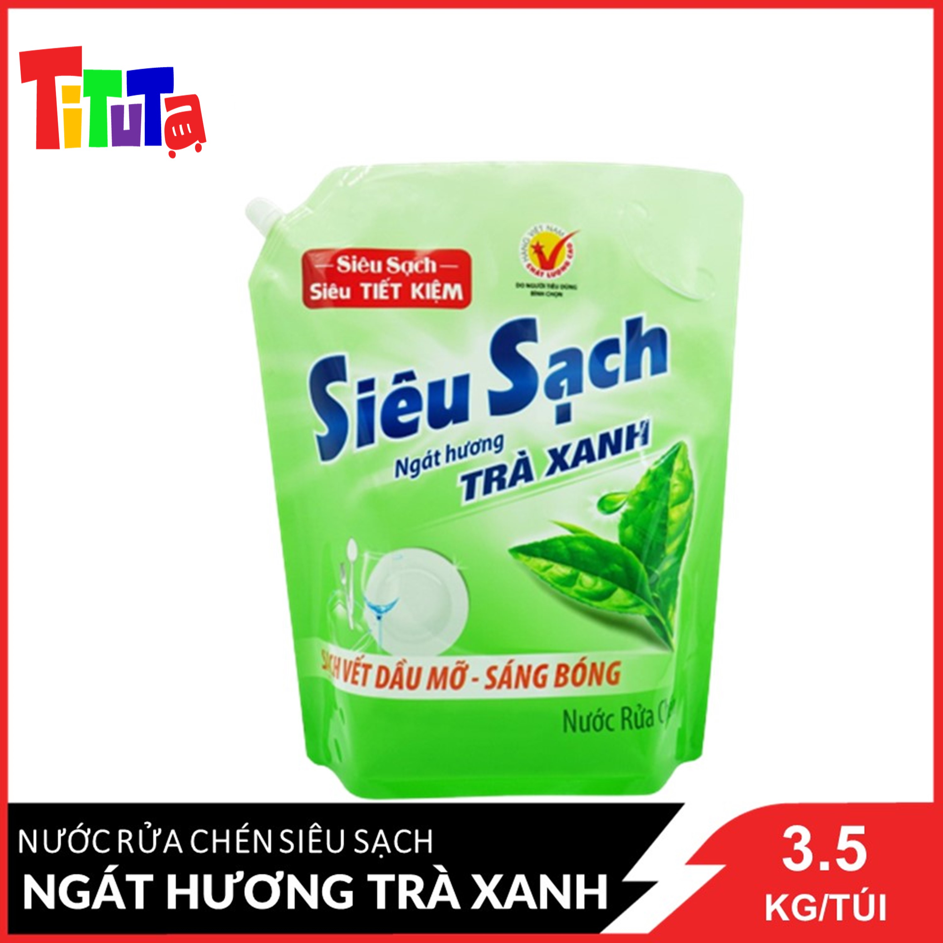 Nước Rửa Chén Siêu Sạch Ngát Hương Trà Xanh 3.5Kg/túi