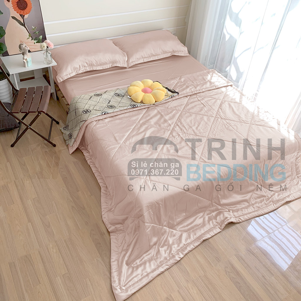 Bộ Chăn Ga Gối Phi Lụa Cao Cấp Đủ Màu Trinhbedding