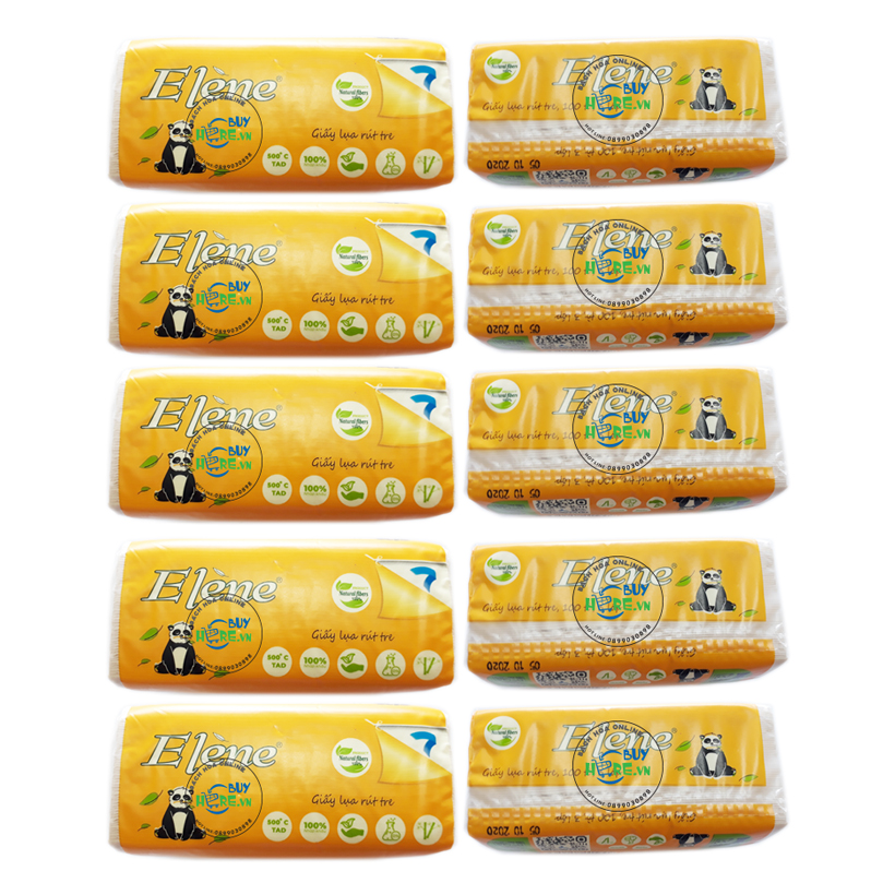 Túi 10 gói Khăn Giấy Tre bỏ túi - Elène Tre 300 tờ (100 Tờ/Bịch x giấy 3 lớp)