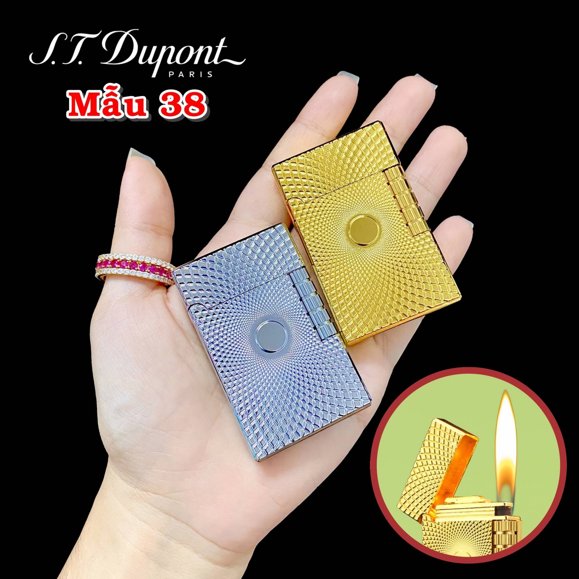 Bật lửa hột quẹt Dupont lốc xoáy M38 - xài gas