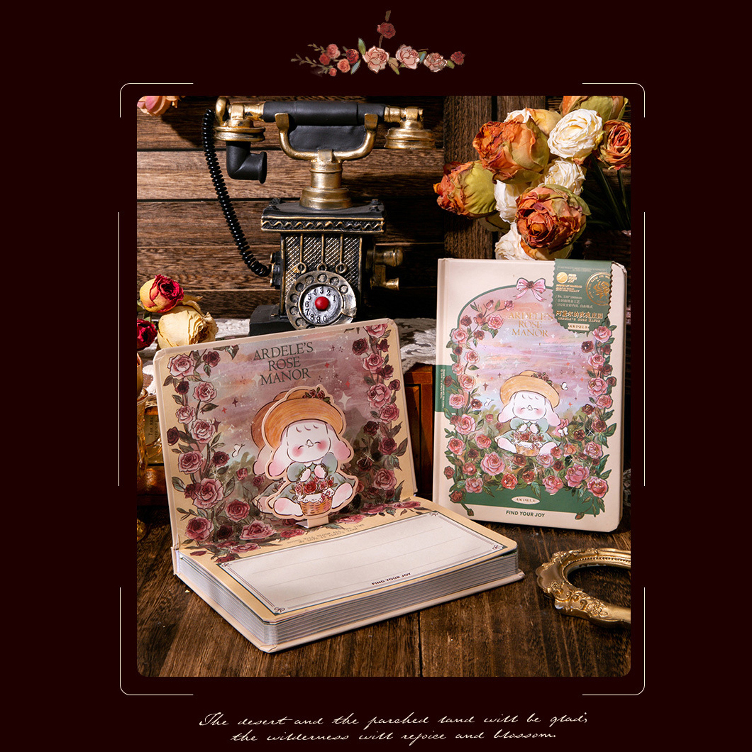 Sổ Tay Bìa cứng - sổ nhật kí phong cách cổ điển , vintage siêu đáng yêu - Bunny And Rose