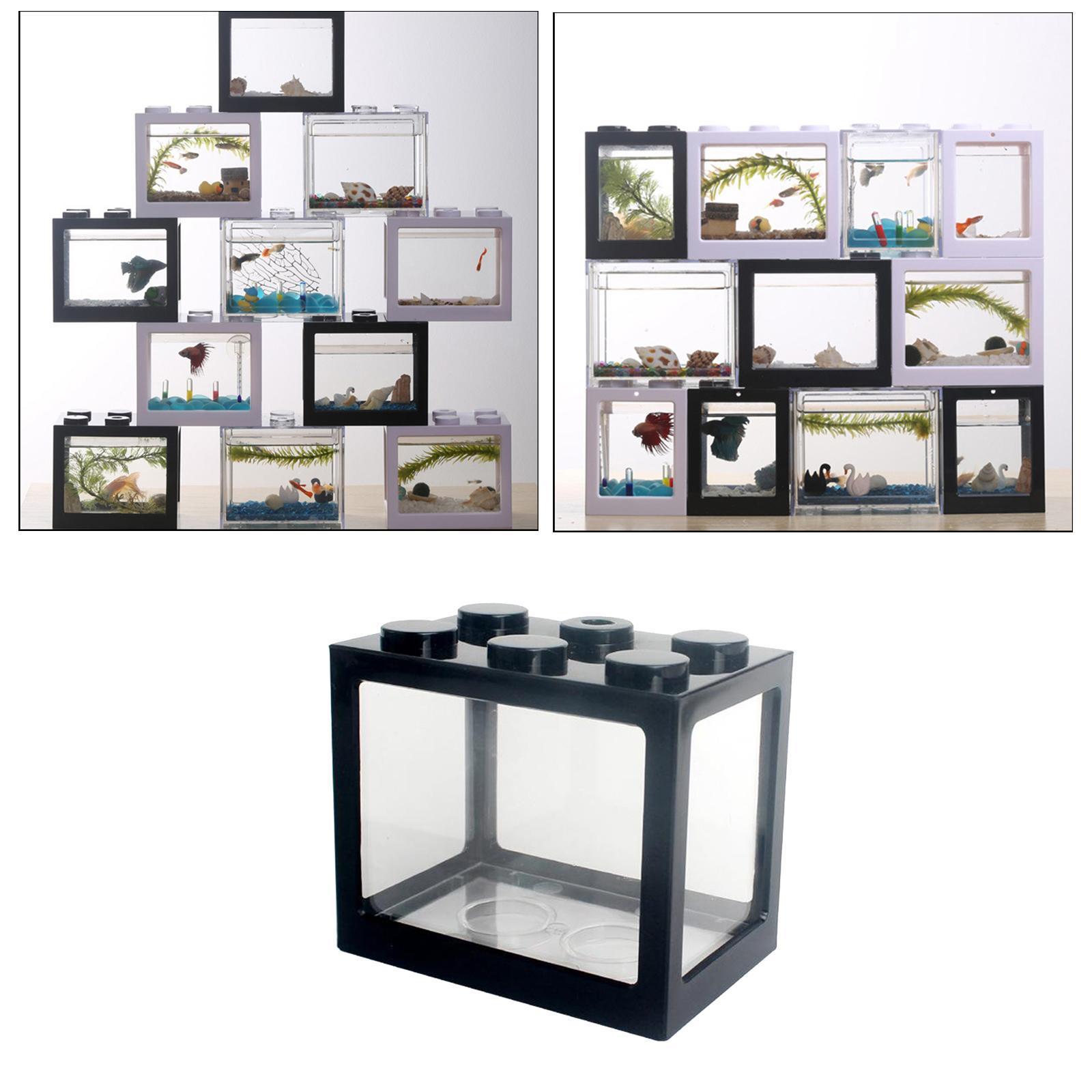 2 Pieces Aquarium Fish Tank Mini Building Blocks Spider Box Home Decor black
