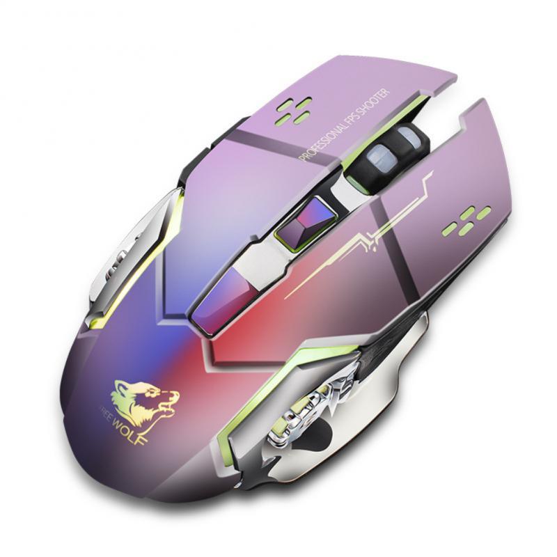 Sạc Không Dây Chơi Game Tắt Tiếng LED7 Màu Đèn Nền Hay Cơ Học Với USB Thu Quang